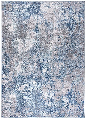SAFAVIEH Aston Collection Area Rug - 5'3" x 7'7", Navy & Grey, Modern Abstract Design, Non-Shedding & Easy Care, Ideal for High Traffic Areas in Living Room, Bedroom (ASN710N)