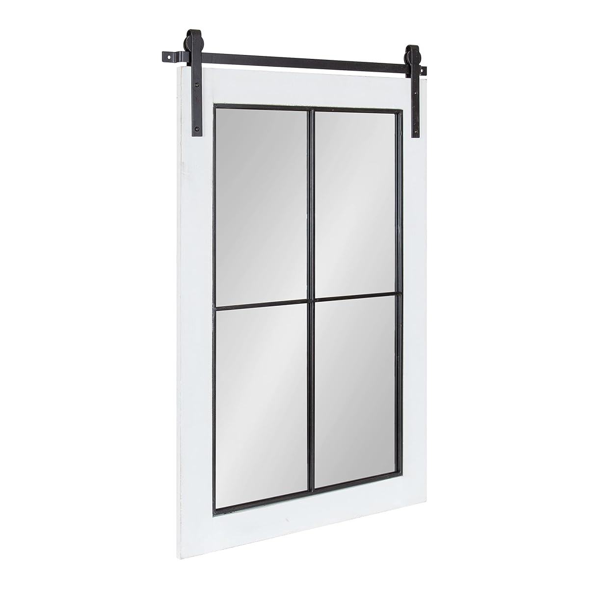 Cates Farmhouse Window Wall Mirror; 22 x 37; White; Sophisticated 4-Pane Panel Mirror for Wall