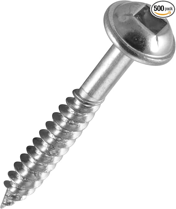 Pocket Hole Screws for Hardwoods, 1 1/4 Inch Long, Pack of 500, Fine Self-Cutting Threaded Square Drive Screws, PH/7X30/500