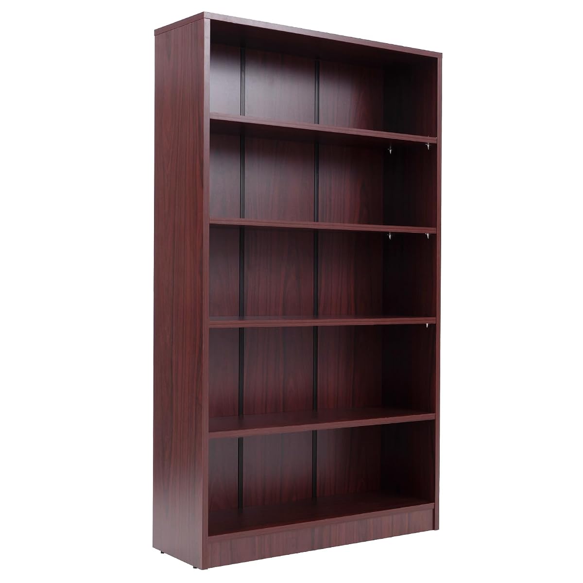 60" Tall Bookcase, 5-Tier Wood Bookshelf with Adjustable Shelves, Free-Standing Display Storage Rack for Home Office Living Room, Mahogany