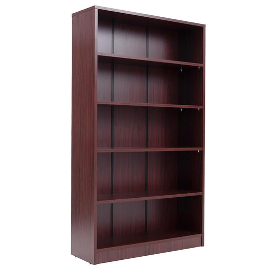60" Tall Bookcase, 5-Tier Wood Bookshelf with Adjustable Shelves, Free-Standing Display Storage Rack for Home Office Living Room, Mahogany