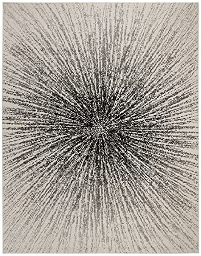 SAFAVIEH Evoke Collection Area Rug - 9' x 12', Black & Ivory, Abstract Burst Design, Non-Shedding & Easy Care, Ideal for High Traffic Areas in Living Room, Bedroom (EVK228K)