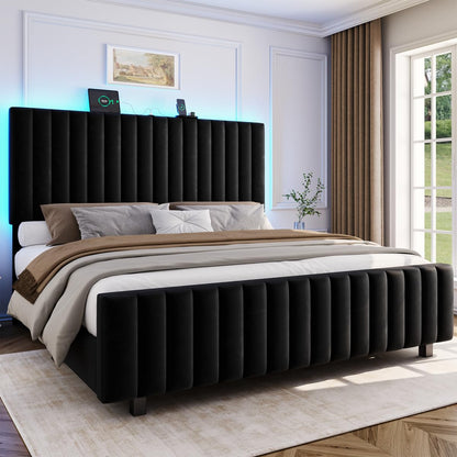 50" Tall Queen Bed Frame with Adjustable Headboard