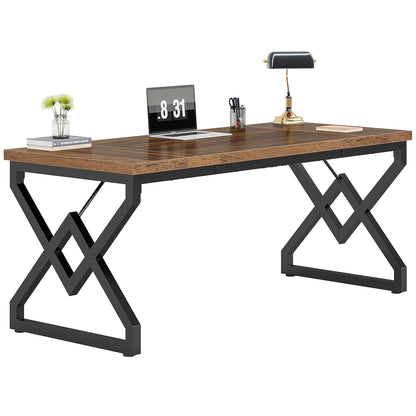 63" W Executive Desk, Extra Sturdy Thickened Wooden Workstation Study Desk Computer Desk Large Home Office Writing Desk for Home Office
