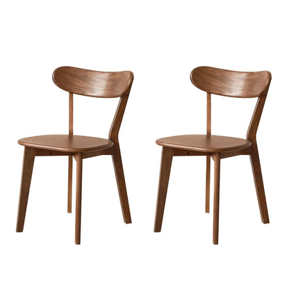 Oak Curved Back Dining Chairs, Walnut, Solid Wood