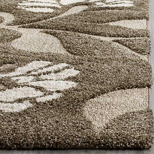SAFAVIEH Florida Shag Collection Area Rug - 5'3" x 7'6", Smoke & Beige, Floral Design, Non-Shedding & Easy Care, 1.2-inch Thick Ideal for High Traffic Areas in Living Room, Bedroom (SG459-7913)