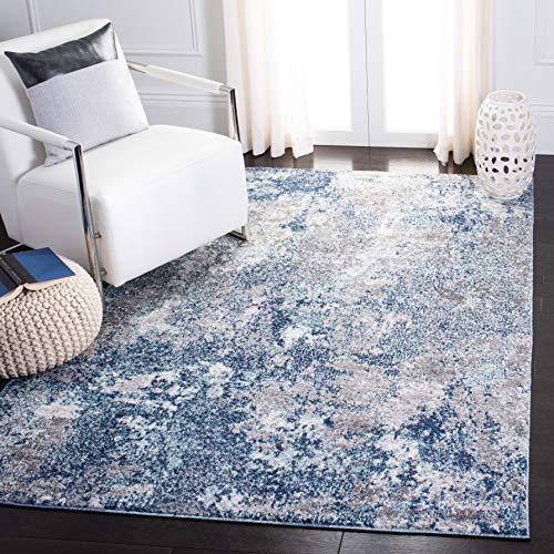 SAFAVIEH Aston Collection Area Rug - 5'3" x 7'7", Navy & Grey, Modern Abstract Design, Non-Shedding & Easy Care, Ideal for High Traffic Areas in Living Room, Bedroom (ASN710N)