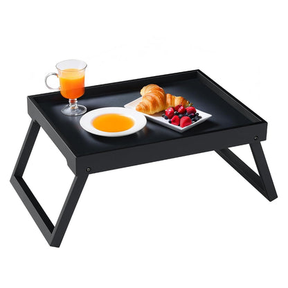Bed Tray Table with Folding Legs, Breakfast in Bed Tray (1, Black) | Bed Trays for Folding Table Eating, Kitchen Serving, Food, Sofa, Snacking or Working, Laptop Desk Dinner, Snack Tray