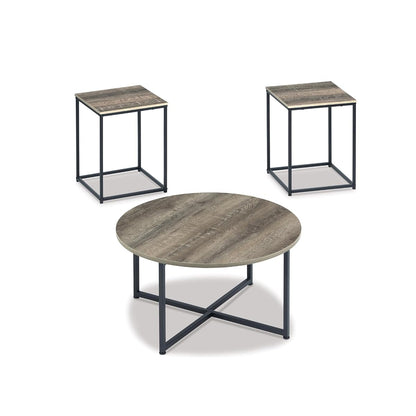 Brown and black wood grain 3 piece table set