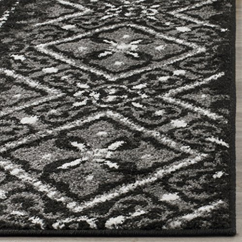 SAFAVIEH Adirondack Collection Accent Rug - 2'6" x 4', Black & Silver, Moroccan Boho Distressed Design, Non-Shedding & Easy Care, Ideal for High Traffic Areas in Foyer, Living Room, Bedroom (ADR111C)