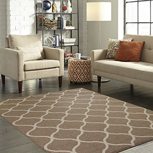 Rebecca Moroccan Trellis Area Rugs - Made in USA - Low Pile, Non Slip, Pet-Friendly Mat for Bedroom, Office, Living & Dining Room, 5' x 7', Taupe