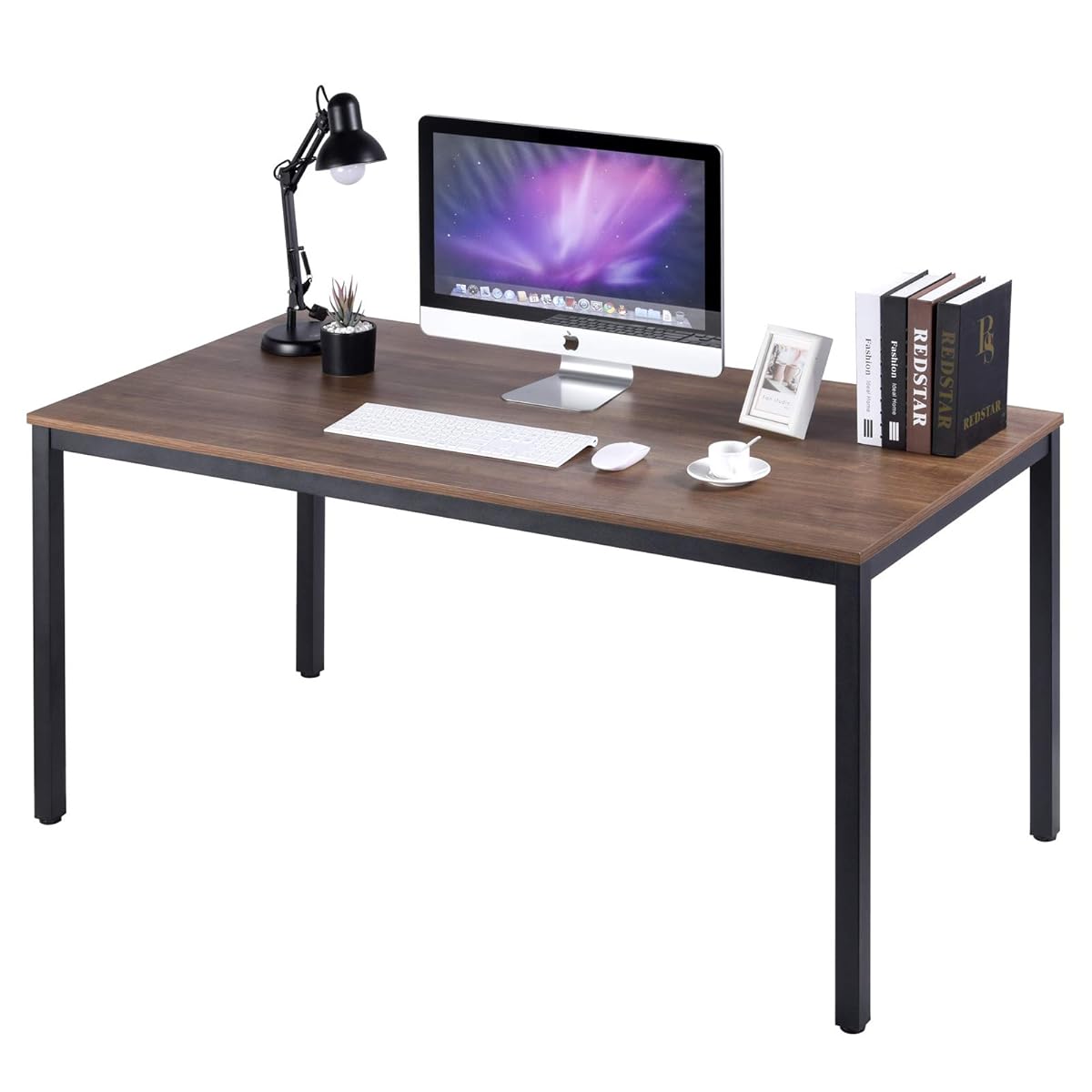 Writing Computer Office Desk 59 Inch（60"x 30"） Home Office Wooden Writing Study Desk Table, Large Solid Wood Desk, Modern Simple Sturdy Laptop Study Table, Walnut - Solid Tabletop Made of MDF