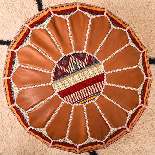 Bohemian Unstuffed Moroccan Pouf Ottoman, Round Ottoman Foot Rest, view 7
