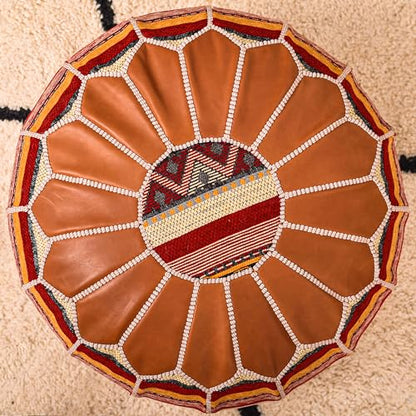 Bohemian Unstuffed Moroccan Pouf Ottoman, Round Ottoman Foot Rest, view 7