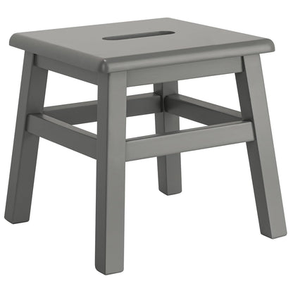 Solid Hardwood Step Stool, 12.25 Inches, Gray | Fully Assembled, For Adults and Kids