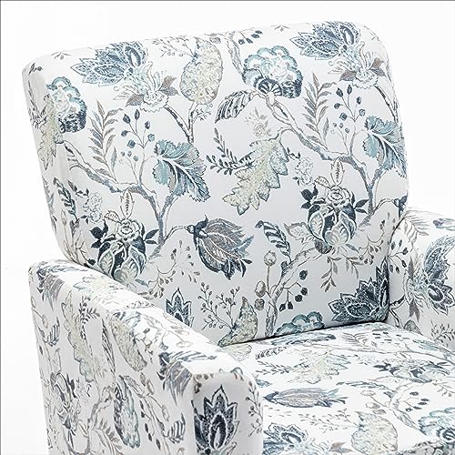 Contemporary Accent Arm Chair with Birch Wood Frame and Velvet Upholstery, Armchair for Office and Living Room Decor, Removable Cushions, 07 Printed Fabric