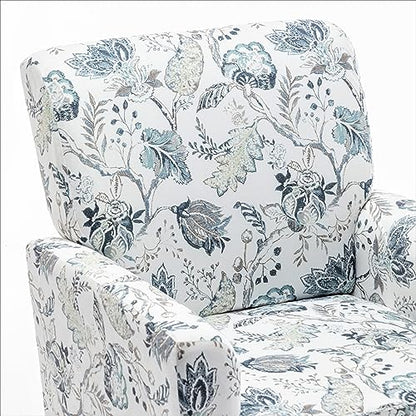 Contemporary Accent Arm Chair with Birch Wood Frame and Velvet Upholstery, Armchair for Office and Living Room Decor, Removable Cushions, 07 Printed Fabric