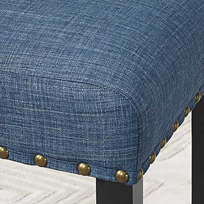 Biony Fabric Bar Stools with Nailhead Trim (Set of 2), Blue