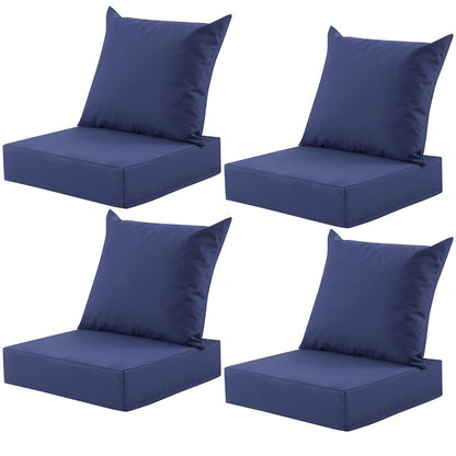 Outdoor Deep Seat Cushion Set, 24x24 Inch Water-Resistant & Fade-Resistant Outdoor Chair Cushions, Patio Furniture Cushions with Removable Cover for Patio Chair, Sofa,Navy Blue (Set of 4)