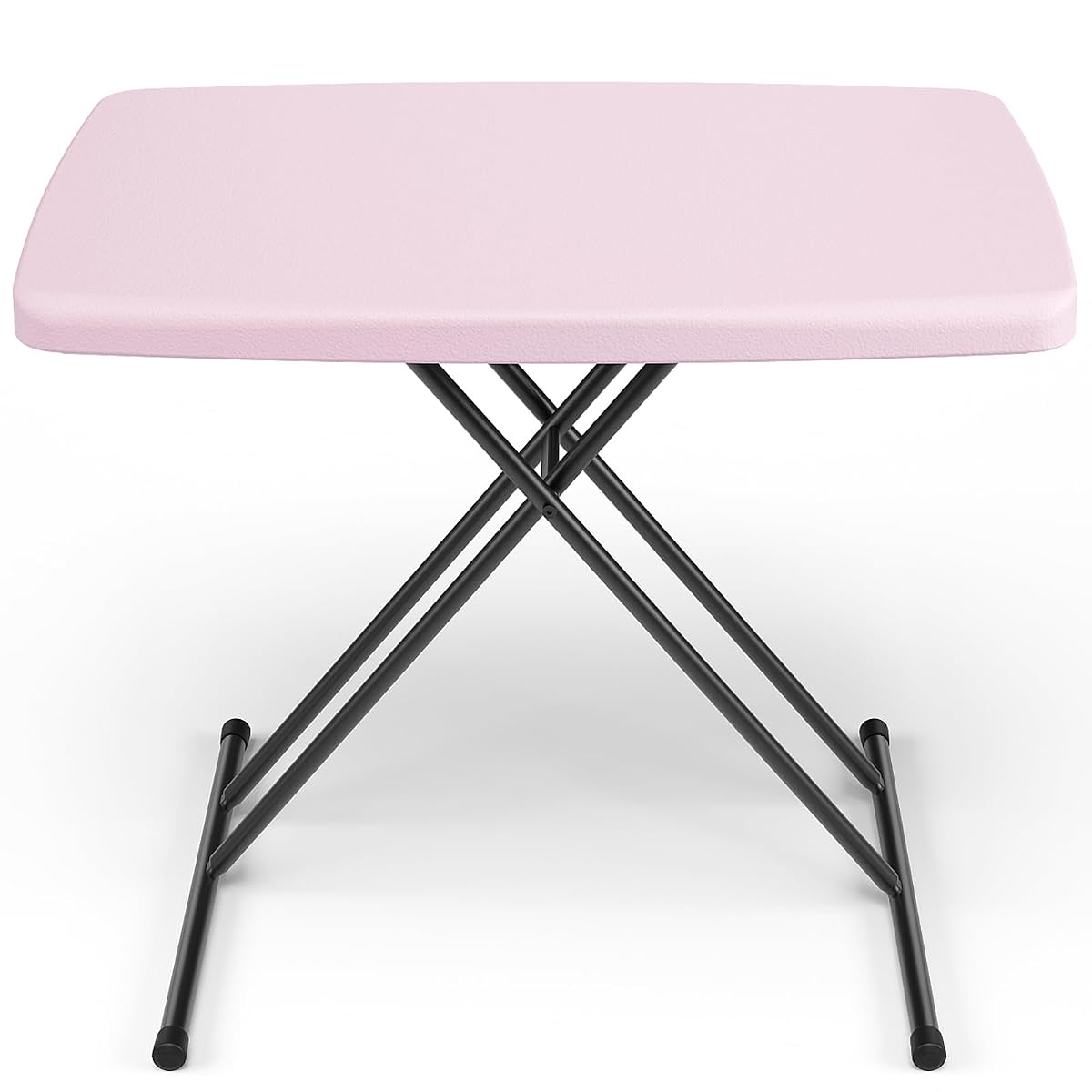 Folding Table 30 Inch - Small Desk Adjustable Height TV Tray for Laptop, Couch, Camping - Heavy Duty Utility Foldable Table for Small Spaces, No Assembly Required, Pink Granite