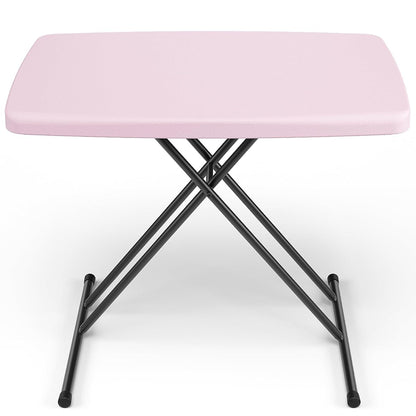 Folding Table 30 Inch - Small Desk Adjustable Height TV Tray for Laptop, Couch, Camping - Heavy Duty Utility Foldable Table for Small Spaces, No Assembly Required, Pink Granite