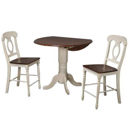 Andrews Pub Table Set, Distressed antique white with chestnut