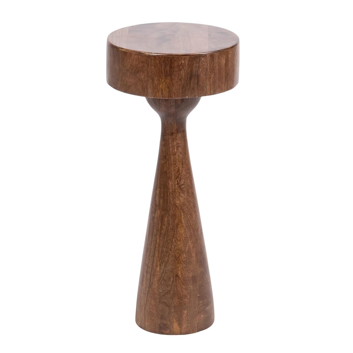 Solbrett Transitional Sophisticated Drink Table; 10 x 10 x 22; Walnut Brown; Mid-Century Sculptural Bedroom Nightstand with Unique Pedestal Table Design for Use as Indoor Plant Stand