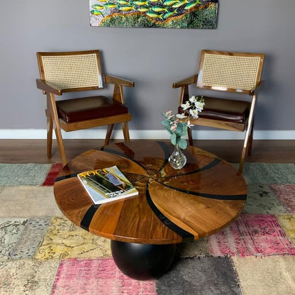 Large Indoor Elegant Design with Wooden Accents Coffee Table Epoxy Dining Table Living Room Table Coastal Table Top Side/End Table Home Décor Patio Table (Without Stand, 36 x 36 Inches)