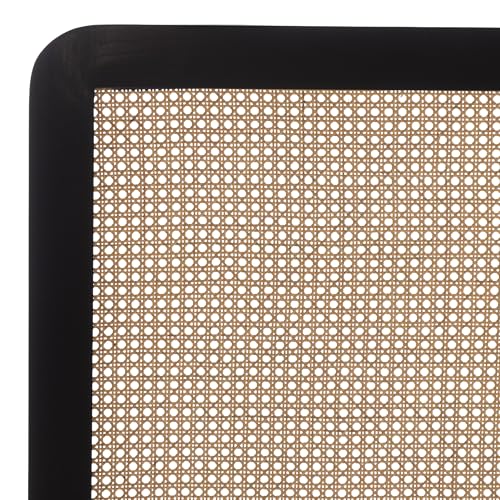 SAFAVIEH Furniture - Daishi King Headboard - Black - Rattan & Solid Wood - Handwoven Cane Design for Bedroom & Guest Room, 77.4" W x 2" D x 47.2" H (HBD8007B-K)