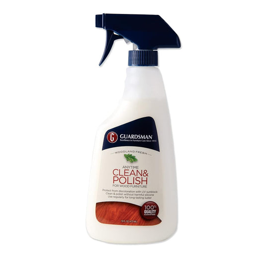 Anytime Clean & Polish Wood Cleaner & Furniture Polish for Cabinets, Tables, and Other Wood Surfaces, Spray Bottle, Woodland Fresh, 16 Fluid Ounces