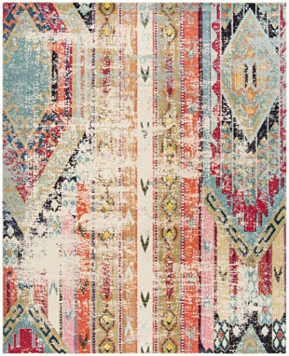 SAFAVIEH Monaco Collection Area Rug - 8' x 11', Multi, Boho Chic Tribal Distressed Design, Non-Shedding & Easy Care, Ideal for High Traffic Areas in Living Room, Bedroom (MNC222F)