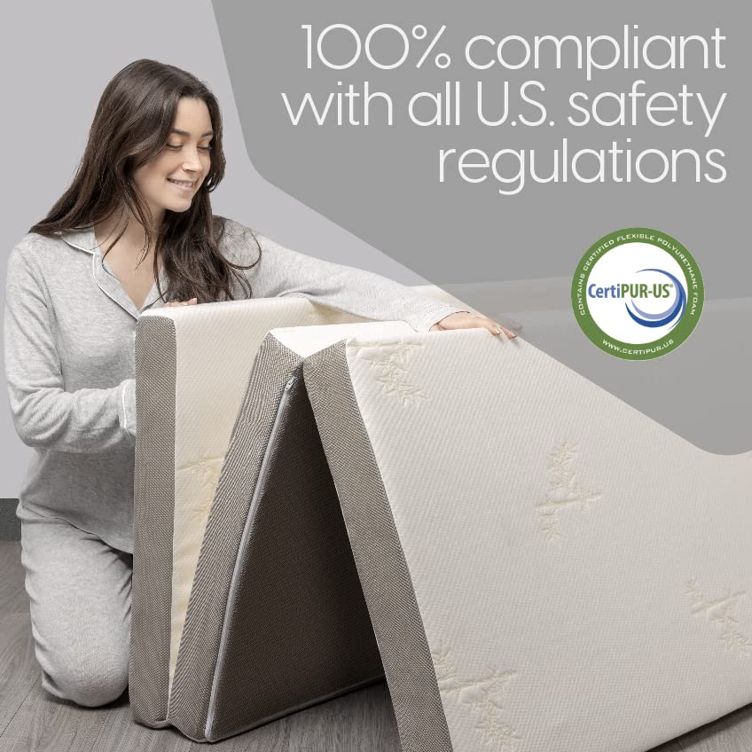 Full Tri Folding Mattress with Washable Cover, Full Size (75 inches x 52 inches x 4 inches)