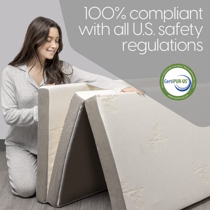 Full Tri Folding Mattress with Washable Cover, Full Size (75 inches x 52 inches x 4 inches)
