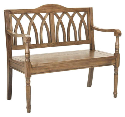SAFAVIEH Furniture - Benjamin Bench - Oak - Solid Wood - Farmhouse High-Back Design - Ideal for Entryway, Living Room, Dining Room, 17.1" Seat Height (AMH6500E)