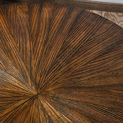 Large Round End Table with Storage Shelf, 25.2" Dia Rustic Beside Tables with Umbrella Top, Traditional Circular Sofa Side Table- Telephone Table for Living Room Easy Assembly, Vintage Brown CJZ3338NC