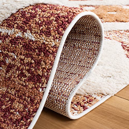 SAFAVIEH Moroccan Tassel Shag Collection Area Rug - 5'3" x 7'6", Rust & Ivory, Boho Design, Non-Shedding & Easy Care, 2-inch Thick Ideal for High Traffic Areas in Living Room, Bedroom (MTS664P)