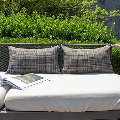 Kevin Textile Pack of 2 Decorative Outdoor Waterproof Throw Pillow Covers Lumbar Pillowcases Modern Cushion Cases for Patio Couch Bench 12 x 20 Inch Grey