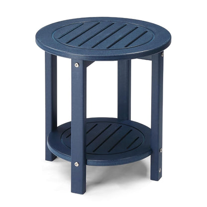 Outdoor Side Table, 2-Tier HDPE Adirondack Small End Tables Weather Resistant Patio Furniture for Backyard Poolside Porch Balcony