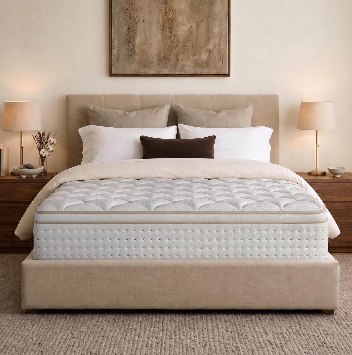 Queen Mattress, 14 Inch Hybrid Mattress with Memory Foam, Medium Firm