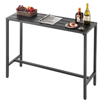 Outdoor Bar Table, 47 x 15 in Patio Bar Table, Waterproof Top & Sturdy Metal Frame, Rectangle Counter Height Dining Tables, Outdoor Furniture for Balcony, Yard, Hot Tub, Poolside, Indoor