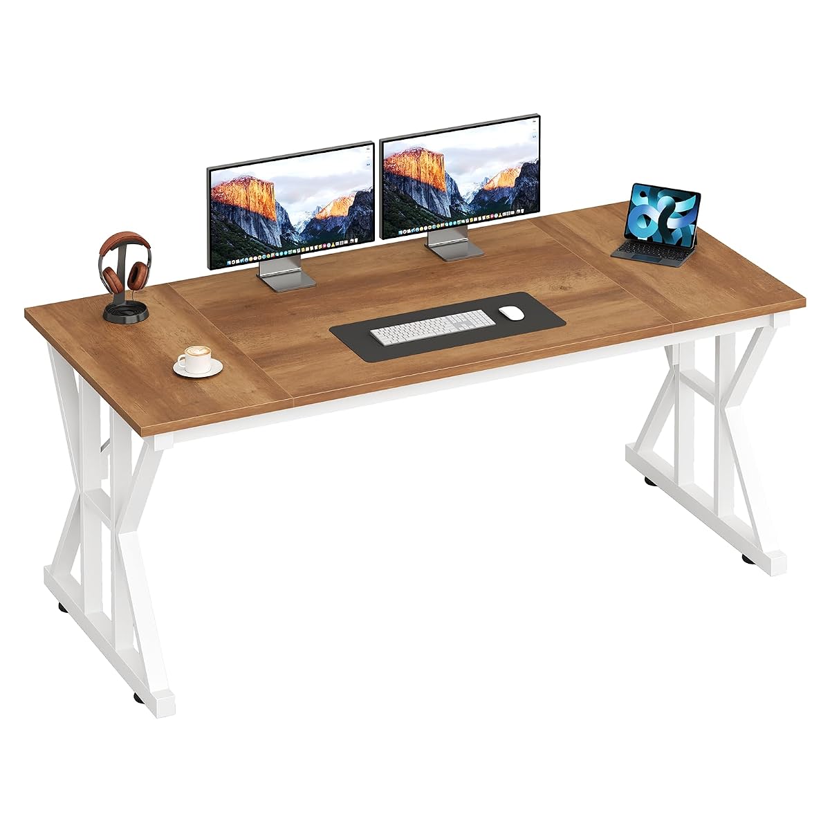 55" Large Computer Desk with Thickened Frame for Home Office, Living Room