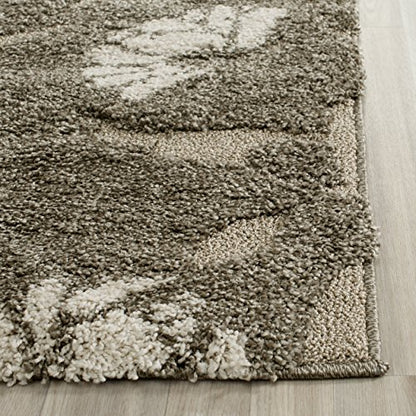 SAFAVIEH Florida Shag Collection Area Rug - 5'3" x 7'6", Smoke & Beige, Floral Design, Non-Shedding & Easy Care, 1.2-inch Thick Ideal for High Traffic Areas in Living Room, Bedroom (SG459-7913)