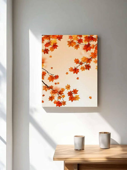 NuYeBiofx Thanksgiving Holiday Maple Leaf Canvas Wall Art Prints,30"x20" Framed Picture Artwork Fall Hanging Branch Printed Canvas Oil Painting for Living Room Bedroom Office,Ready to Hang