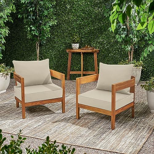Outdoor Seat Cushion Set 24 x 24 Inch Water-Resistant & Fade-Resistant Patio Furniture Cushions with Removable Cover Deep Seat & Back Cushion with Tie Straps for Chair Sofa