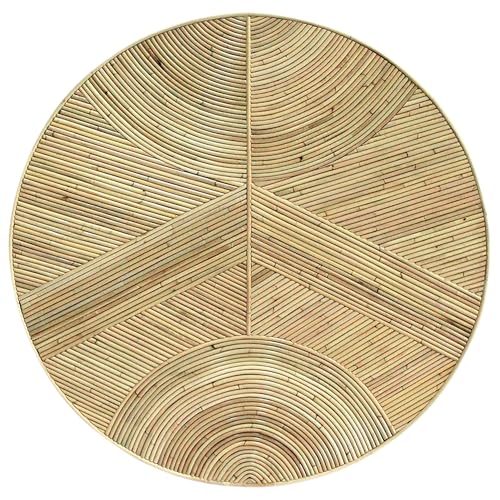 SAFAVIEH Furniture - Oswald Coffee Table - Natural - Rattan & Solid Wood - Round Handwoven Design - Fully Assembled - Ideal for Living Room, Family Room, Den (CWK4008A)