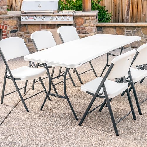 6-Foot Fold in Half Table, Light Commercial, White Granite