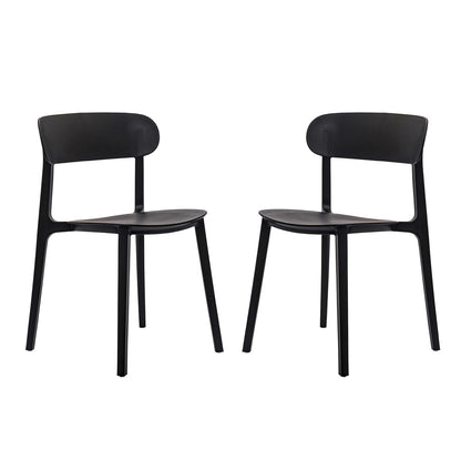 Dover Patio Chair with Curved Backrest and Contoured Seat, Commercial All-Weather Stacking Resin Chair, UV Resistant, Indoor-Outdoor, Black, Set of 2