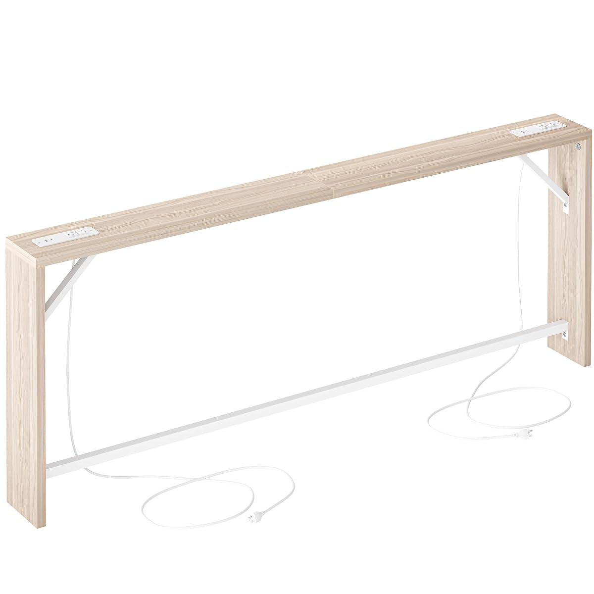 Sofa Table, 79 inch (1.2'' Thick Tabletop) Long Console Table Behind Couch, Narrow Entryway Table with Angled Metal Frame, Industrial Console Table for Entryway, Light Walnut