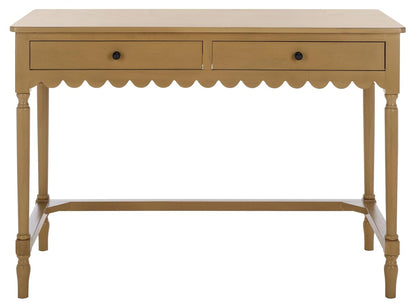 SAFAVIEH Furniture, Haven 2-Drawer Writing Desk, Desert Brown, Solid Wood