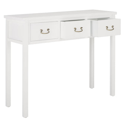SAFAVIEH Home Collection – Cindy White Console Table with Three Drawers, French Farmhouse Storage Console, Tapered Leg Design (AMH6568C)
